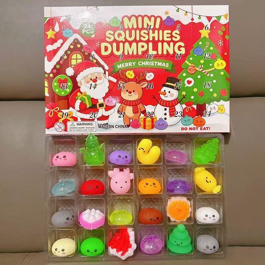 Christmas Mini Squishy Dumplings 24 Pcs | Festive Squishy Toys | Stocking Fillers & Party Bag Favours for Kids